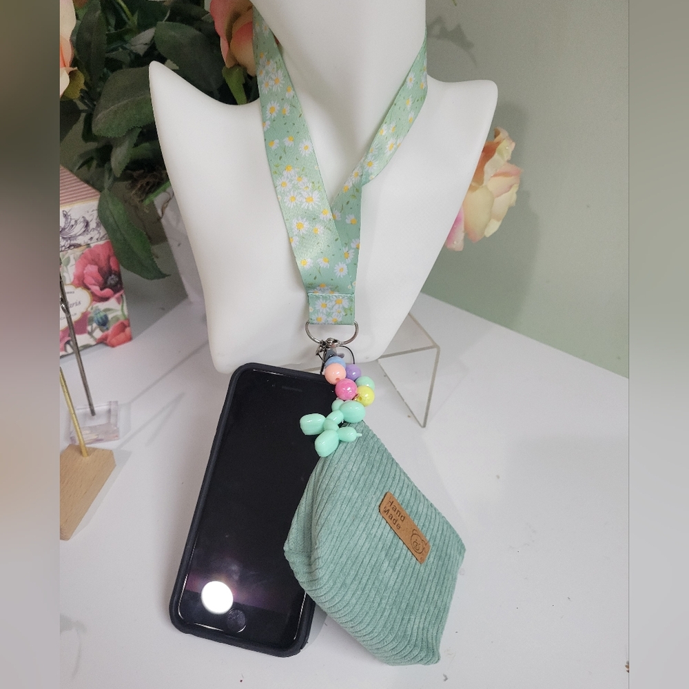 Lanyard With 2 Wallets Pouches, Balloon Dog Key Chain, Phone Holder